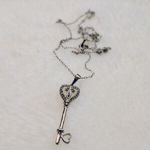 Silver Heart Shaped Key Necklace